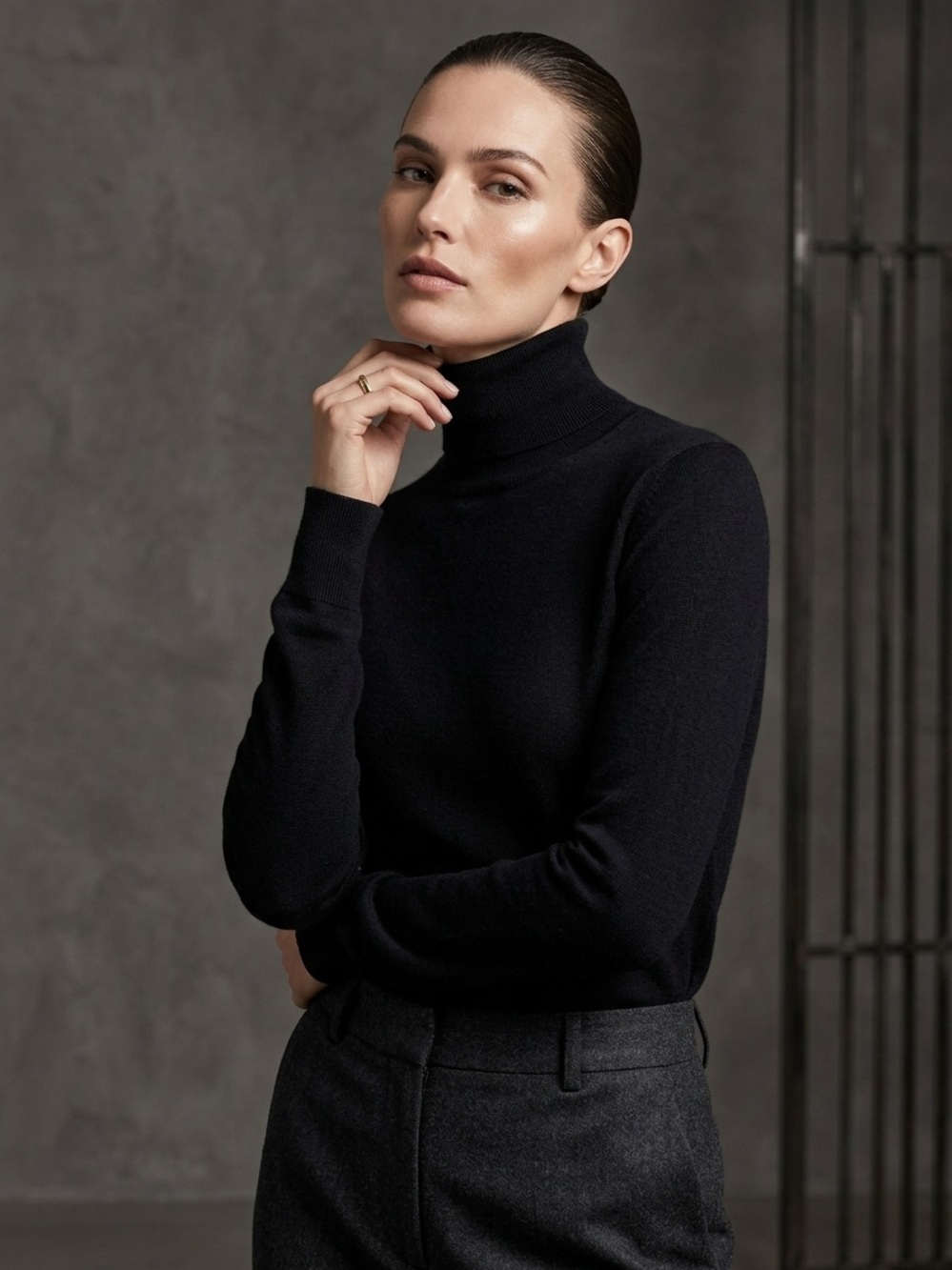 Classic Black Turtleneck Sweater - Women's Long Sleeve